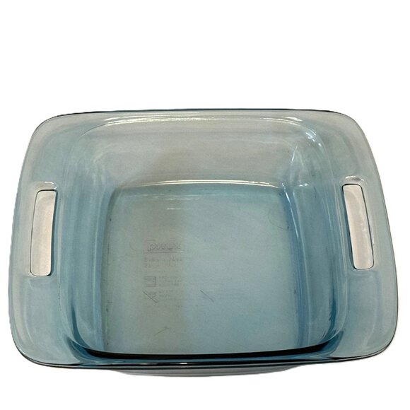 Vintage PYREX BAKING CASSEROLE DISH Cobalt Blue Square 8"x8" 222 USA 2 Quart - Picture 2 of 5